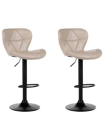 Beliani 2-tlg Drehhocker VALETTA in Beige/Schwarz
