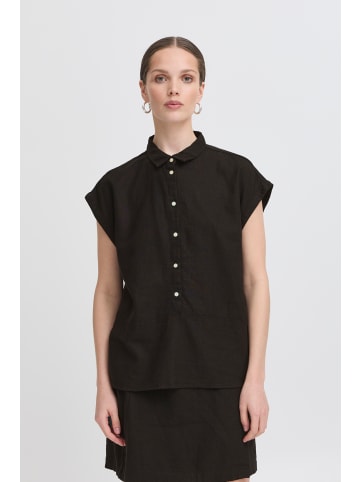 ICHI Kurzarm-Bluse IHLINNO Loose fit in Black