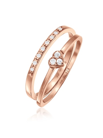 Elli Ring 925 Sterling Silber Herz, Ring Set in Rosegold