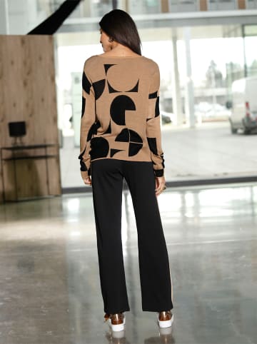 Sieh an! Jacquardpullover in camel-schwarz-gemustert