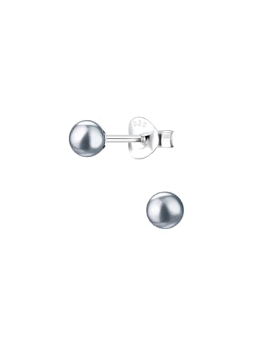 Alexander York Ohrringe, Ohrstecker PERLE 4 mm grau in 925 Sterling Silber, 2-tlg.