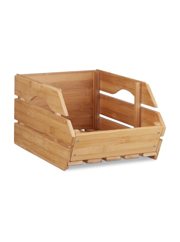 relaxdays 2 x Stapelkiste in Natur - (B)27 x (H)20,5 x (T)38 cm