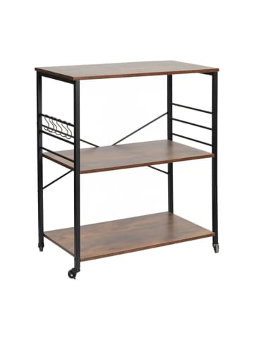 relaxdays Küchenrollwagen in Braun/ Schwarz - (B)80x (H)89 x (T)40 cm