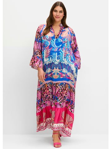 sheego Volantkleid in blau gemustert