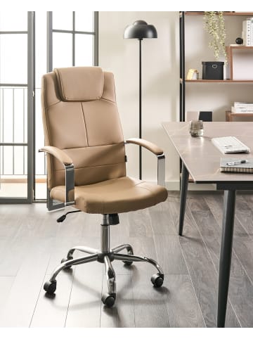 Beliani Bürostuhl WINNER in Beige/Silber/Schwarz - (W) 60 x (H) 112 x (L) 60 cm