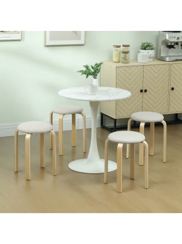 HOMCOM Esszimmerhocker-40L x 40B x 45H cm-Cremeweiß