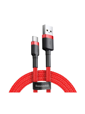 Baseus Strapazierfähiges Nylonkabel USB / USB-C QC3.0 2A 2M in Rot