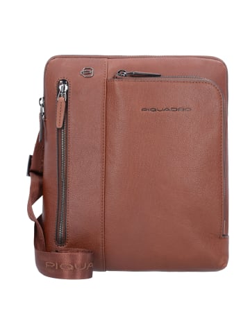 Piquadro Black Square Umhängetasche Leder 24 cm in cuoio tabacco