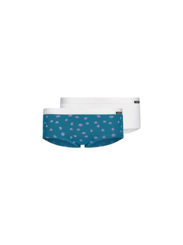 Skiny Slip 2er Pack in Petrol/Weiß