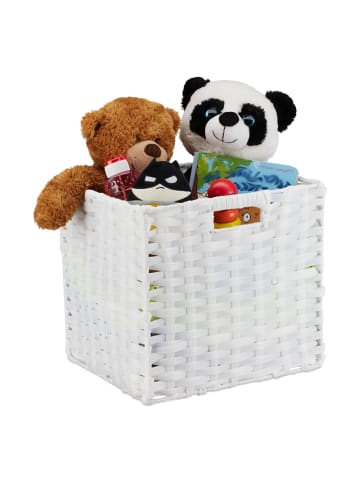 relaxdays 4 x Aufbewahrungskorb in Weiß - (B)32 x (H)31 x (T)30 cm
