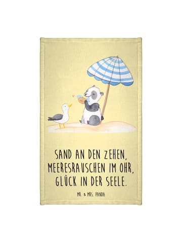 Mr. & Mrs. Panda Gästehandtuch Sommer Meer Glück mit Spruch in Gelb Pastell