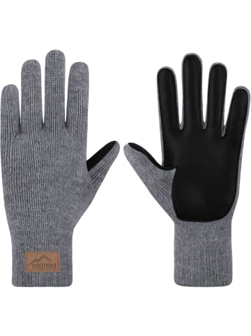 Normani Outdoor Sports Herren Merino Strick-Fingerhandschuhe mit Schafleder Leanyer in Grau