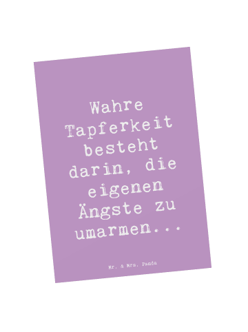 Mr. & Mrs. Panda Postkarte Spruch Tapferkeit Umarmung mit Spruch in Lavendeltraum