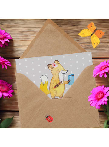 Mr. & Mrs. Panda Grußkarte Auszubildende Leidenschaft mit Spruch in Grau Pastell