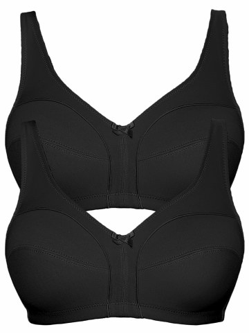 Viania 2er Pack Baumwoll Soft BH Basic in schwarz schwarz