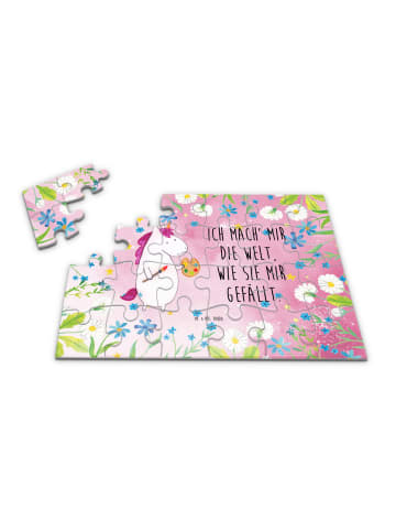 Mr. & Mrs. Panda Puzzle Einhorn Künstler mit Spruch in Rot Pastell