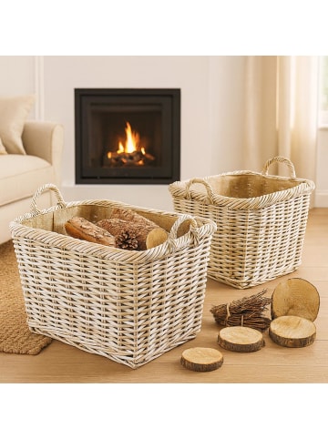 kobolo 2tlg. Set Kaminholzkorb FIREWDBSK 66 in Grau