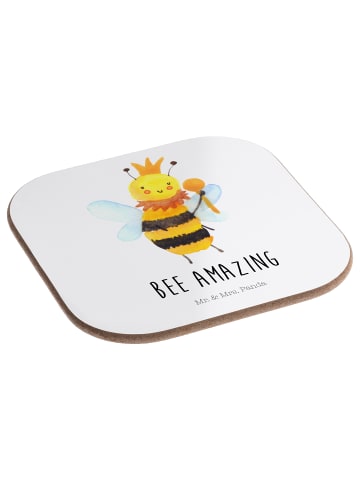 Mr. & Mrs. Panda gläseruntersetzer Biene König mit Spruch in Weiß