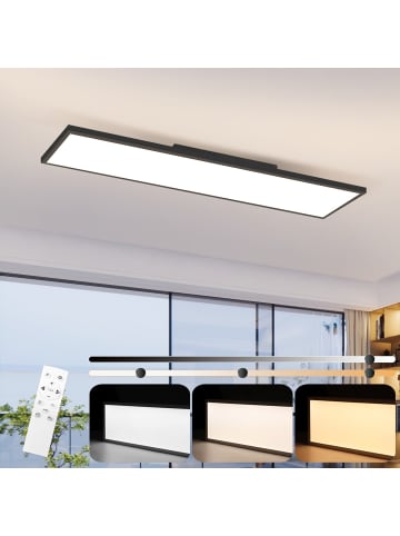 ZMH Deckenlampe LED in schwarz L 120cm Lang flach Dimmbar 40W Moderne Küchenlampe