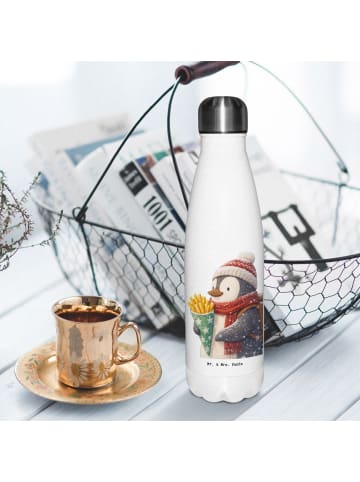 Mr. & Mrs. Panda Trinkflasche Pinguin Winter Pommes ohne Spruch in Weiß