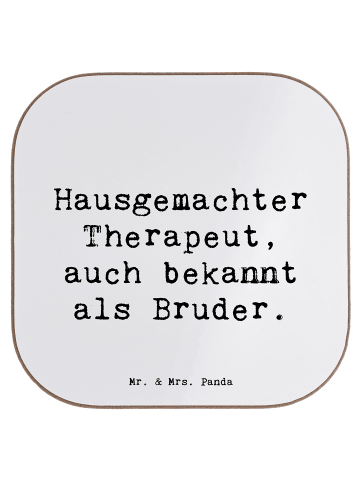 Mr. & Mrs. Panda Untersetzer Bruder Therapeut mit Spruch in Weiß