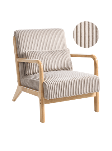 Beliani Sessel SORSELE in Beige/Braun - (W) 64 x (H) 77 x (L) 82 cm