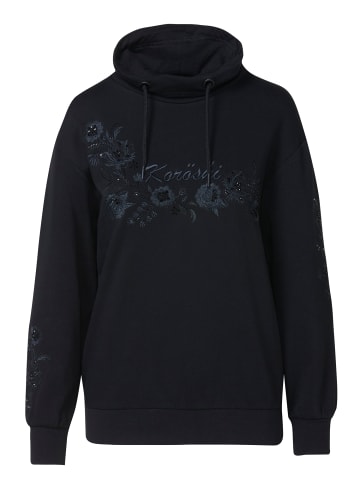KOROSHI Damenpullover mit Stehkragen und Stickerei in SCHWARZ