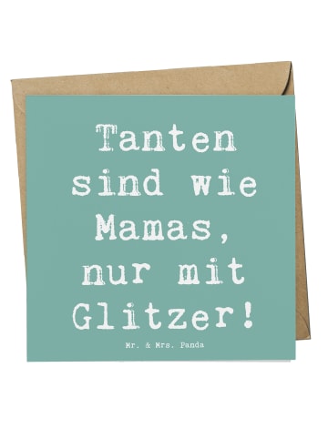 Mr. & Mrs. Panda Deluxe Karte Spruch Glitzernde Tante mit Spruch in Meeresbrise