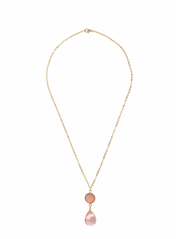 Gemshine Halskette mit Anhänger Rosenquarze Tropfen in gold coloured
