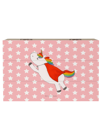 Mr. & Mrs. Panda Holzkiste Einhorn Super ohne Spruch in Rot Pastell