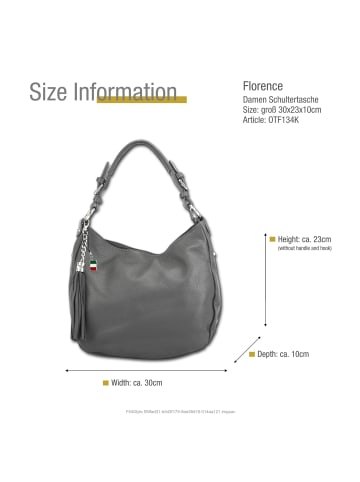 Florence Leder Schultertasche, Shopper Florence Tasche grau ca. 30cm