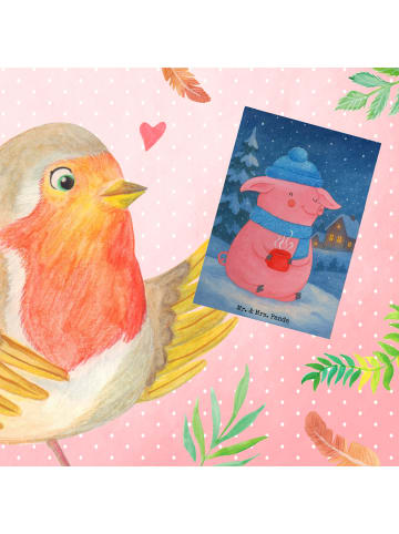 Mr. & Mrs. Panda Glückwunschkarte Schwein Glühwein Design ohne S... in Weiß