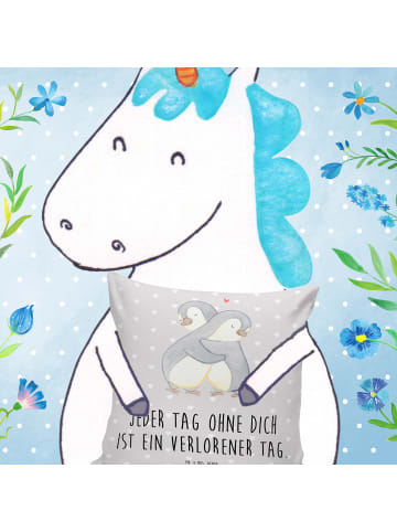 Mr. & Mrs. Panda Kuschelkissen Pinguine Kuscheln mit Spruch in Grau Pastell