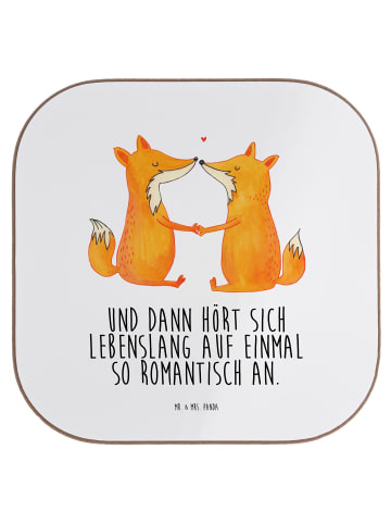 Mr. & Mrs. Panda Bierdeckel Füchse Liebe mit Spruch in Weiß