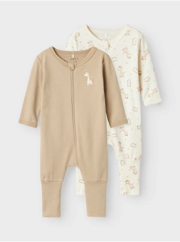 name it Unisex Strampler "Giraffe" im 2 Pack mit Zipper in Weiß