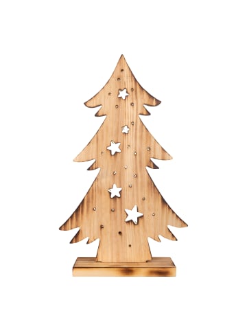 näve LED-Holz-Dekoleuchte "TANNENBAUM" in braun - (L)28,5cm x (B)10,5cm x (H)47,5cm