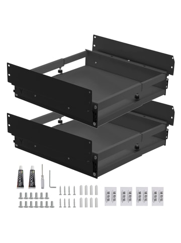 Home Nature Wohnkonzept 2er-Pack Teleskopschublade ausziehbar in Schwarz 34-57.5x39.5x12.3 cm