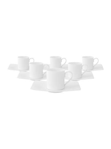 Villeroy & Boch 6er Set Espressotassen mit Untertassen Modern Grace 60 ml weiß in weiß