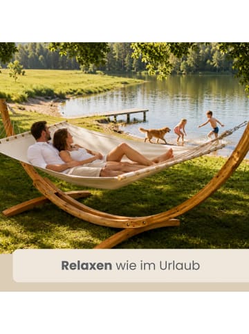 AMANKA XXL Hängematte mit Holzgestell 325 cm - Outdoor Set für 2 Personen bis 150 kg