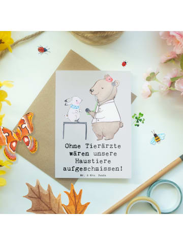 Mr. & Mrs. Panda Klappkarte Tierarzt Helden mit Spruch in Grau Pastell
