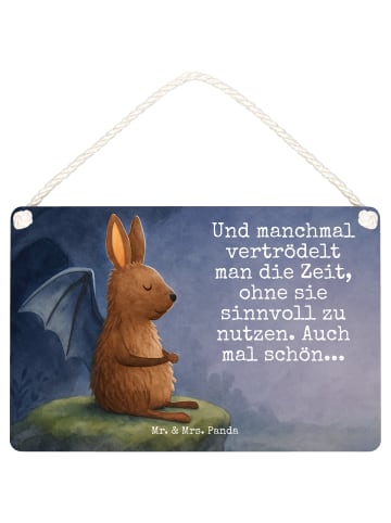 Mr. & Mrs. Panda Schild Fledermaus Sitzen Design mit Spruch in Weiß