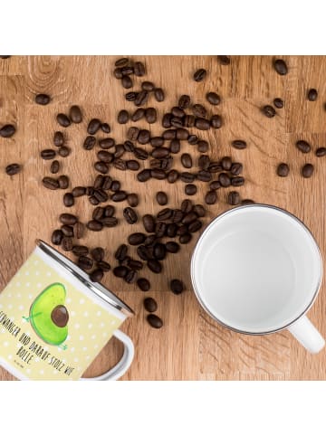 Mr. & Mrs. Panda Emaille Tasse Avocado Schwangerschaft mit Spruch in Gelb Pastell