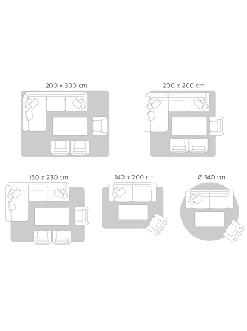 Beliani Kurzflor AFSAR in Beige/Rosa - (W) 140 x (H) 1.2 x (L) 200 cm