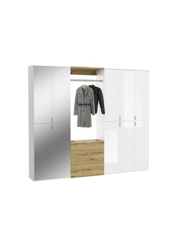 xonox.home Garderoben-Set  (B/H/T: 213x193x34 cm) in weiß / Artisan Eiche Nachbildung