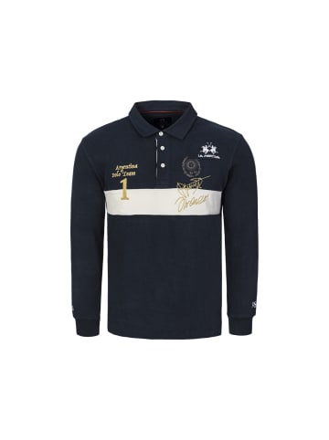 La Martina Langarm-Poloshirt MBP308 in dunkelblau