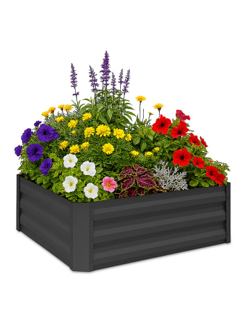relaxdays Hochbeet in Anthrazit - (B)90 x (H)30 x (T)90 cm