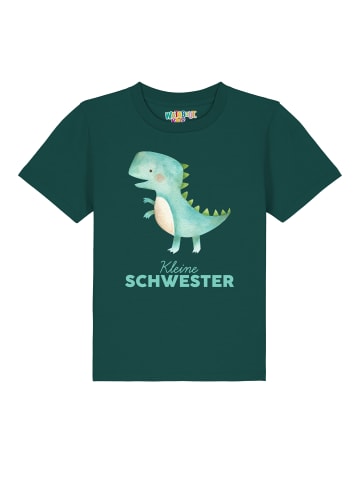 wat? Apparel T-Shirt Dinosaurier 03 Kleine Schwester in Dunkelgrün