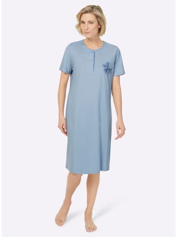 Ascafa Kurzarm-Nachthemden in hellblau + hellblau-bedruckt