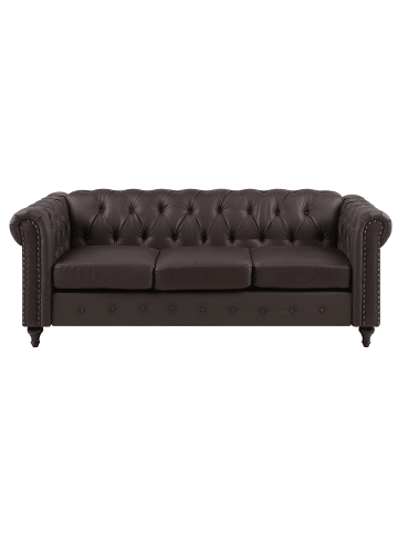 Beliani 3-Sitzer Sofa CHESTERFIELD in Braun - (W) 208 x (H) 78 x (L) 88 cm