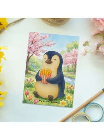 Mr. & Mrs. Panda Postkarte Pinguin Frühling Pommes Design ohne S... in Weiß